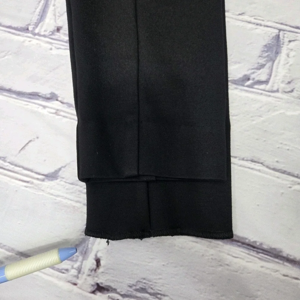 Black Linen Blend Pants Tapered Leg Mid-Rise Waist Casual Women Sz 10‎ Black
